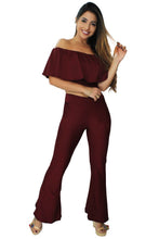 Carregar imagem no visualizador da galeria, Conjunto Cropped Ombro a Ombro e Calça Flare