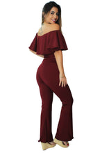 Carregar imagem no visualizador da galeria, Conjunto Cropped Ombro a Ombro e Calça Flare