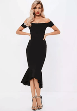 Carregar imagem no visualizador da galeria, Vestido Midi Ombro a Ombro com Babado