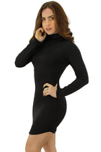 Carregar imagem no visualizador da galeria, Vestido Manga Longa Fenda Lateral Gola Alta