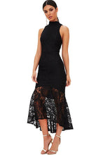 Carregar imagem no visualizador da galeria, Vestido De Renda Midi Gola Alta Social Festa
