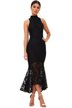 Carregar imagem no visualizador da galeria, Vestido De Renda Midi Gola Alta Social Festa