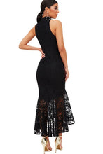 Carregar imagem no visualizador da galeria, Vestido De Renda Midi Gola Alta Social Festa